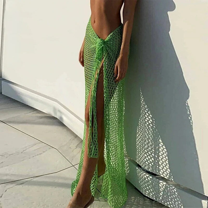 Soléa Luxe Mesh Skirt - Long Crochet Beach Cover-up